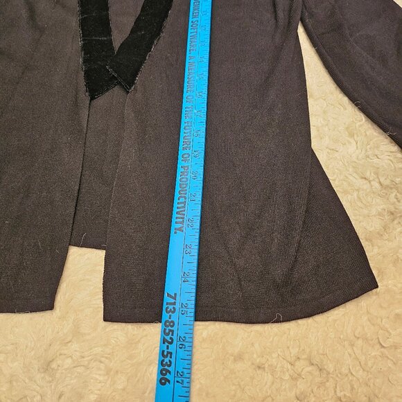 89th Madison Women's Black Velour Trim Open Cardigan Size: L - Picture 5 of 10
